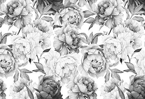 MFWFM Gray Peonies Wallpaper Watercolor Floral Mural Wallpaper for NurseryNot Peel n Stick - Image 3
