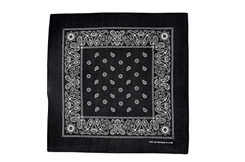 Vamqor 12pcs Bandana for women and men 100% Cotton Custom Fashion Paisley Design Multifunctional Outdoor Square Handkerchief (Black) - Image 4