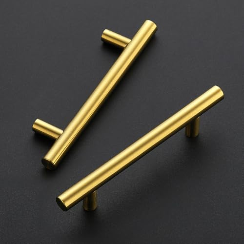 JOY DECOR 10 Pack 6 Inch Cabinet Pulls Kitchen Cabinet Handles with 334 Inch Hole Center Brushed Brass Cabinet Hardware Stainless Steel Kitchen Drawer Pulls for Cabinets Cupboard 96mm Hole Centers - Image 3