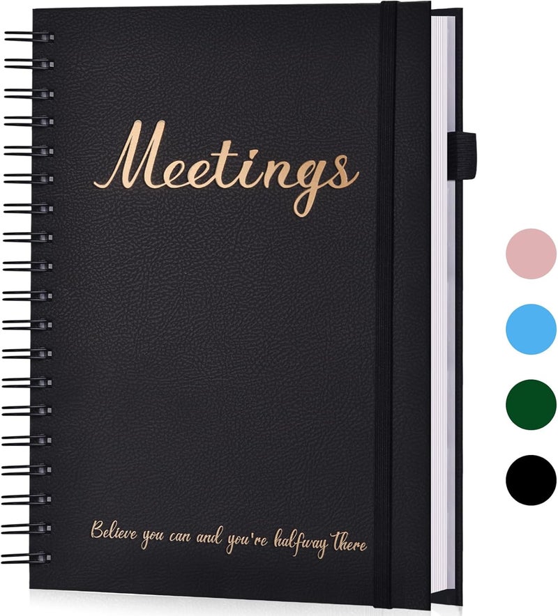 JUBTIC Meeting Notebook for Work with Action Items,Work Notebooks for Note Taking And Agenda Organizer, The Perfect Office Planner Supplies for Women & Men to Manage Project Business(7”x10”), Black - Image 1