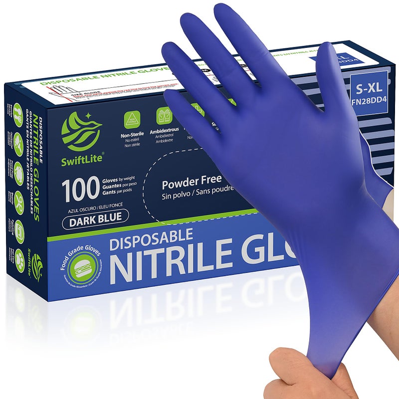 SWIFTLITE Disposable Nitrile Gloves, Food Safe, Latex-Free Powder-Free, Kitchen Rubber Gloves for Cooking, Cleaning and Food Prep (Small, 100) - Image 1