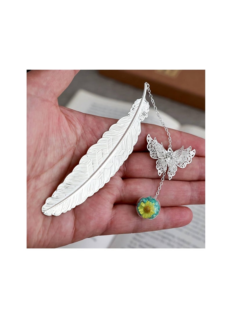 Generic - “Perfect gift for reading and nature lovers: handcrafted dragonfly and feather book separator - Image 1