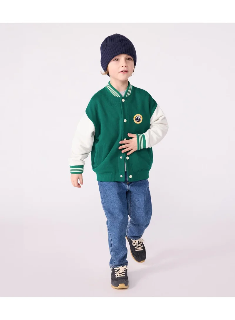 Petit Bateau Children's varsity-style jacket in plain cotton