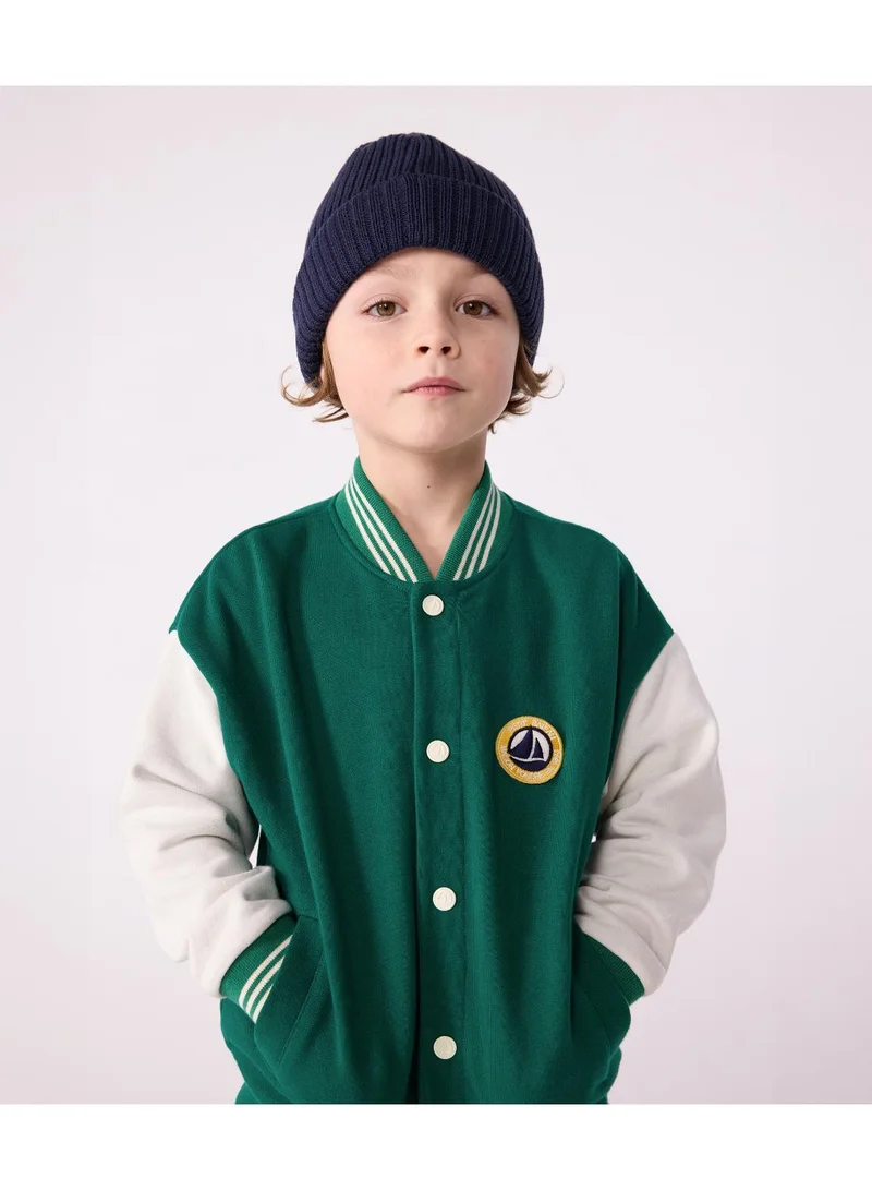 Petit Bateau Children's varsity-style jacket in plain cotton