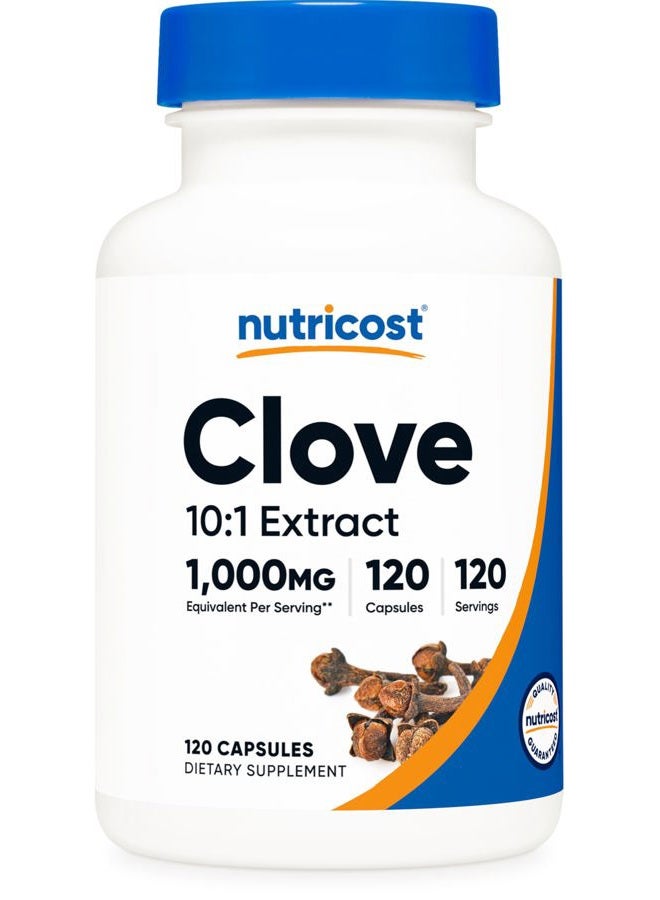 Nutricost Clove 10:1 Extract 1000mg Equivalent Per Serving, 120 Capsules - Vegan, GMO Free, Gluten Free - Image 1
