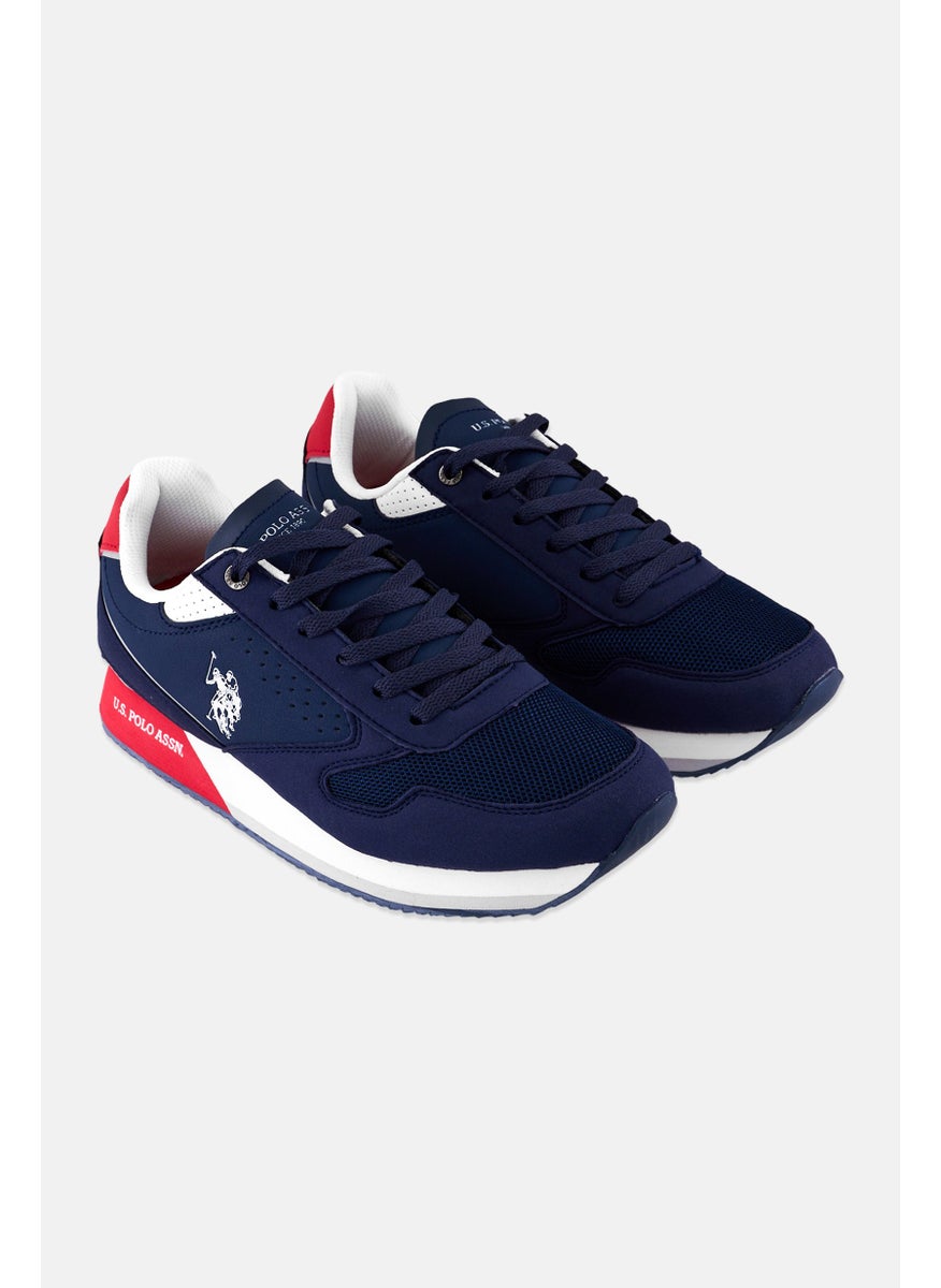 U.S. Polo Assn. Men Eco Suede-Mesh Lace Up Casual Shoes, Navy  - Image 1
