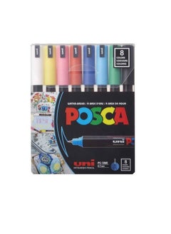 POSCA 8-Piece Bullet Shaped Paint Marker Set 0.7mm Red/Blue/pink  - Image 1