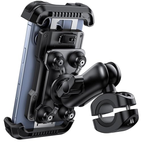 Lamicall Motorcycle Phone Mount Holder Dual Vibration Dampener Metal Adjustment Arm Motorcycle Cell Phone Holder Bike Handlebar Phone Mount Gifts for iPhone 16 15 14 Pro Max 4767 Phones - Image 1