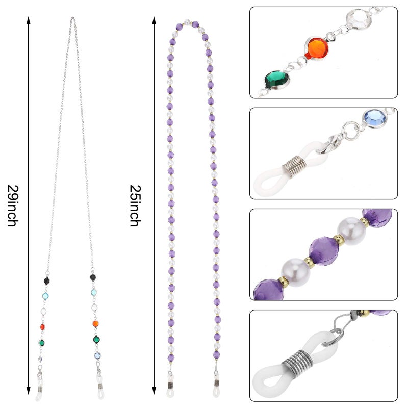 Frienda Frienda 8 Pieces Eyeglasses Chains Beaded Sunglasses Strap Holder Elegant Eyewear Retainer Chain, 8 Styles(Stylish Color)  - Image 3