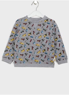 Kids Vehicles Print Sweatshirt