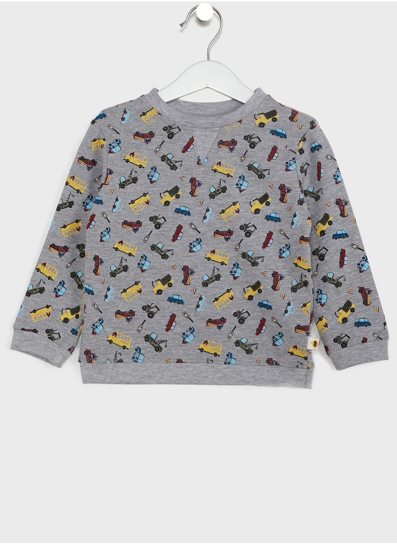 Cheekee Munkee - Kids Vehicles Print Sweatshirt - Image 1