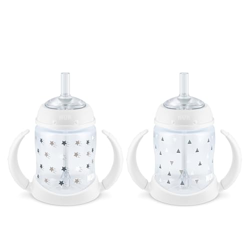 NUK Learner Straw Cup, 5oz, 2-Pack - Toddler Sippy Cup with Soft Straw for Easy Drinking, Suitable for Ages 6 Months and Up, Timeless Collection - Image 1