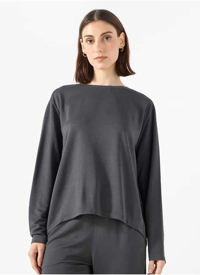 ادوت Solid T-shirt with Crew Neck and Long Sleeves