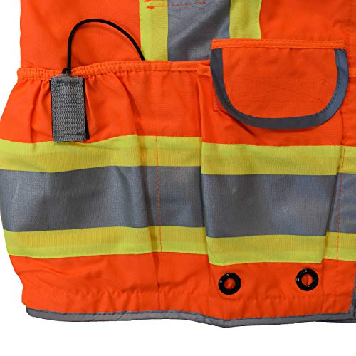 Radians SV55 Class 2 Heavy Woven Two Tone Engineer Vest With Padded Neck To Support Extra Weight In Cargo Pockets, Orange, 4X-Large - Image 5