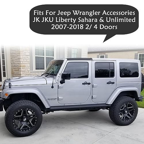Bolaxin Side Door Handle Inserts Cover Trim Fits for Jeep Wrangler Accessories JK JKU Liberty Sahara & Unlimited 2007-2018 Exterior Grab Handles Pull JK Mods Decoration(Aluminum Black, 5PCS) - Image 3