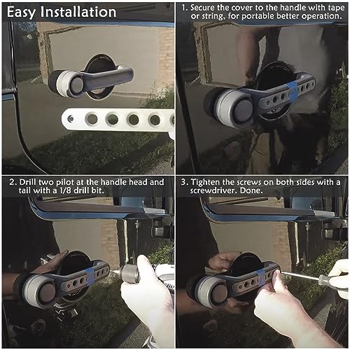 Bolaxin Side Door Handle Inserts Cover Trim Fits for Jeep Wrangler Accessories JK JKU Liberty Sahara & Unlimited 2007-2018 Exterior Grab Handles Pull JK Mods Decoration(Aluminum Black, 5PCS) - Image 4