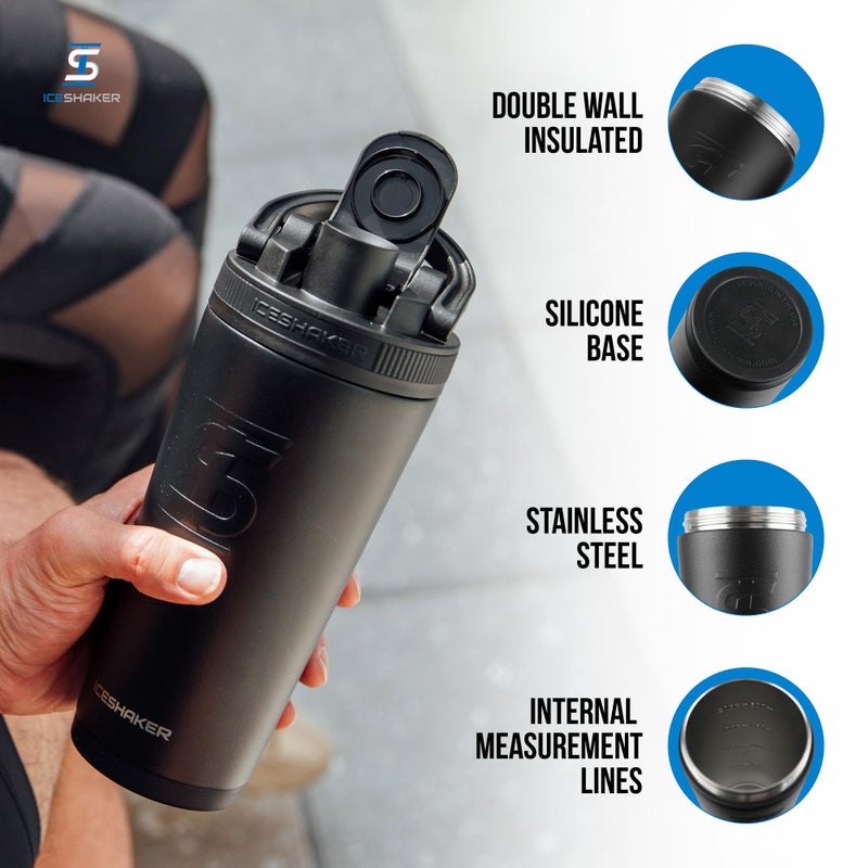 Ice Shaker Insulated Stainless Steel Shaker Bottle | 26oz, Black | Cold for 30+ Hours | Insulated Cup with Twist-on Agitator | Odor-Free Bottle for Protein Shakes, Water, Smoothies, Cocktails - Image 2