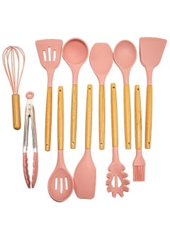 11 Pieces Kitchen Utensils Silicone Set Cooking Utensils Set Spoons Spatulas With Wooden Handle Heat Resistant Non Stick Kitchen Cooking Gadgets Cookware Cooking Tools Easy to Clean and Grip Pink - pzsku/ZC01AA75493334719CC41Z/45/_/1700803013/752ac85e-90e6-430d-8cd0-5572cabde552