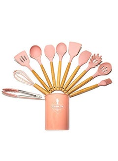 11 Pieces Kitchen Utensils Silicone Set Cooking Utensils Set Spoons Spatulas With Wooden Handle Heat Resistant Non Stick Kitchen Cooking Gadgets Cookware Cooking Tools Easy to Clean and Grip Pink - pzsku/ZC01AA75493334719CC41Z/45/_/1739791039/c1bec08d-d890-477b-acde-720faacb696b