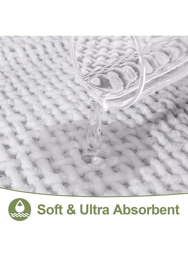 موسيسو سجاد حمام من الشنيل مقاس 20 بوصة × 32 بوصة، سجادة حمام ناعمة للغاية وممتصة للماء، سجادة حمام وافل لأرضية الحمام وحوض الاستحمام وحوض الاستحمام، بيضاء - Image 3