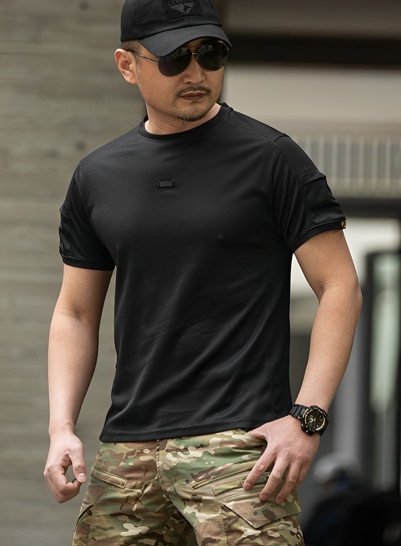 REOCLE Men's Athletic T-Shirt Basic Crew Neck Short Sleeve T-Shirt Breathable Polyester T-Shirt Summer Stretch Wicking Top - Image 2