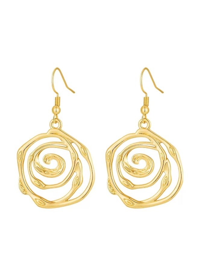 Field earrings 24K Gold-Plated Hollow-Out Circular Earrings for Women earrings for ladies - Image 1