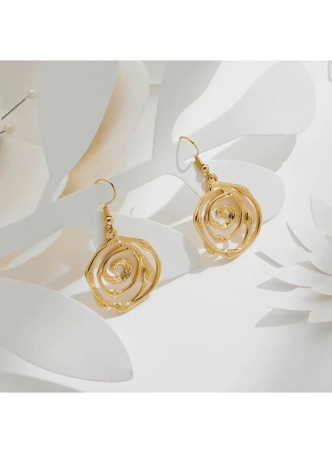 Field earrings 24K Gold-Plated Hollow-Out Circular Earrings for Women earrings for ladies - Image 2