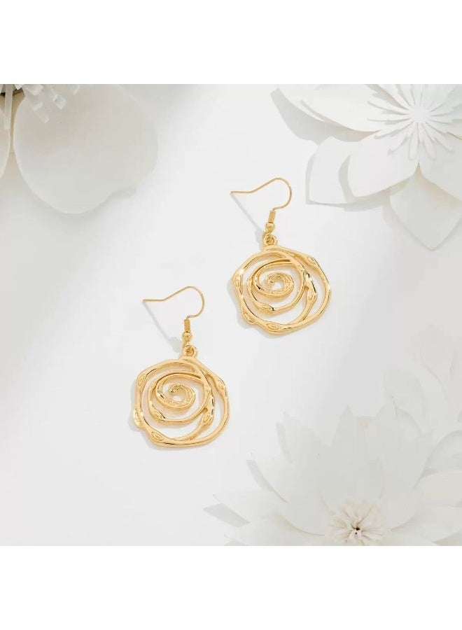 Field earrings 24K Gold-Plated Hollow-Out Circular Earrings for Women earrings for ladies - Image 3