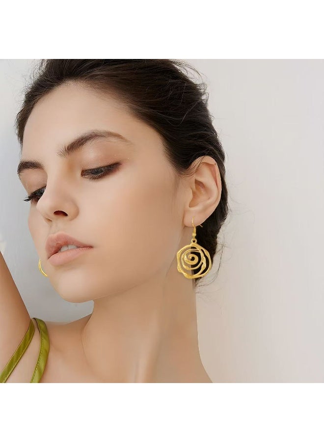 Field earrings 24K Gold-Plated Hollow-Out Circular Earrings for Women earrings for ladies - Image 5