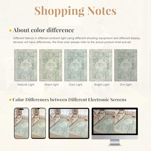 LIVEBOX Washable 2x6 Runner Rug for Bathroom, Non Slip Kitchen Mats for Floor Entryway, Boho Indoor Front Door Mat Low-Pile Runners for Hallways, Farmhouse Rugs for Laundry, Sage Green - Image 4