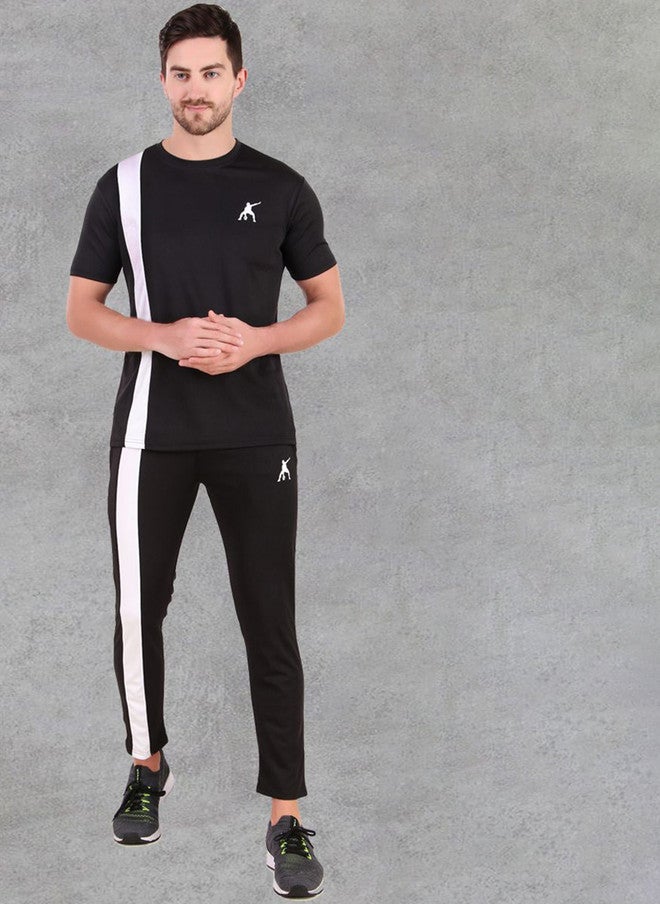 PREEN Black Solid T-Shirt and Trouser Co-Ords - Image 1