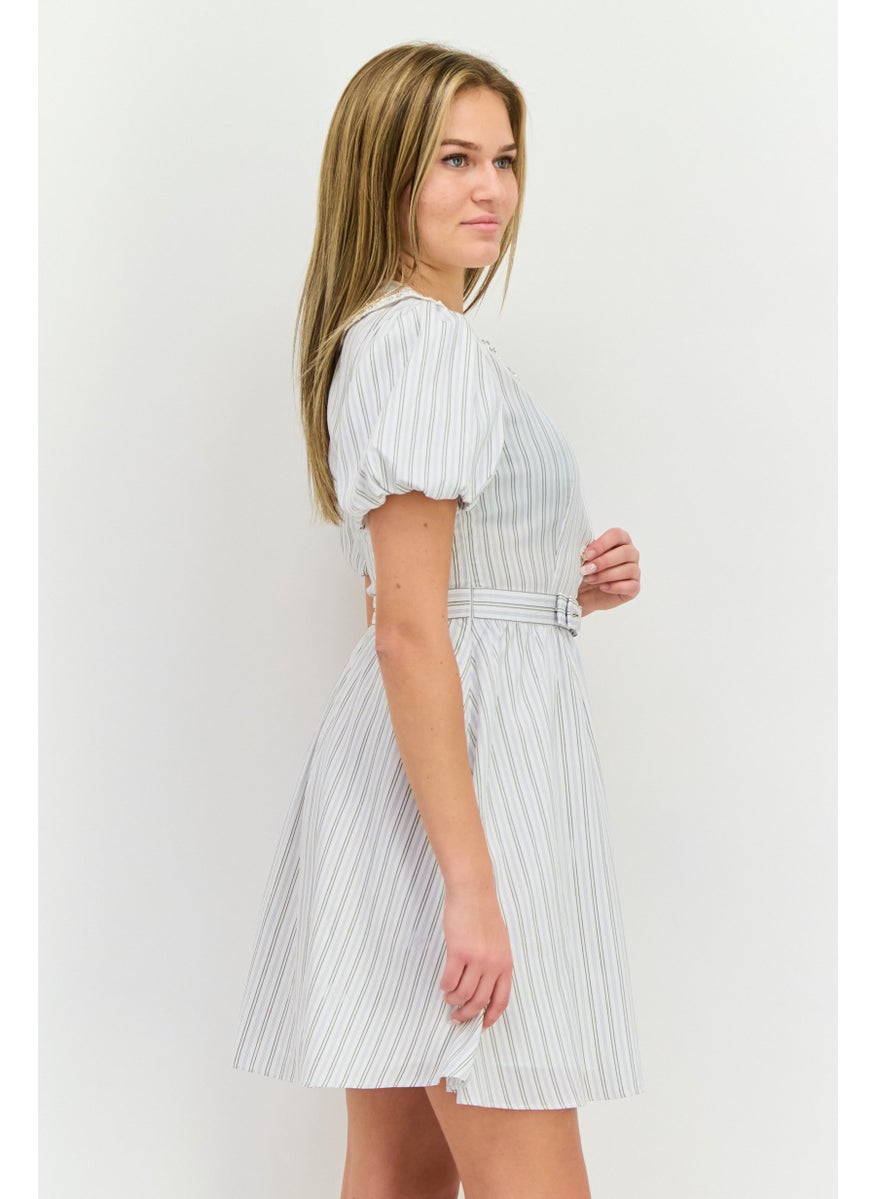 STEVE MADDEN - Women Striped Mini Dress, White - Image 1