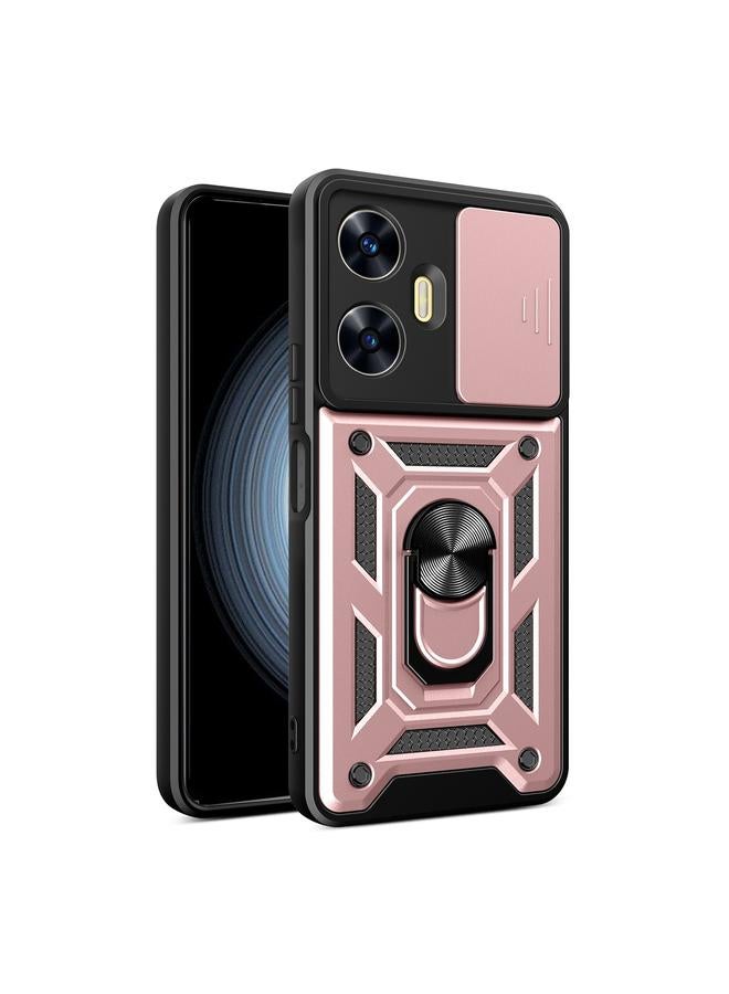 Green Tiger For Realme C55 4G Sliding Camera Cover Design TPU+PC Phone Case(Rose Gold)