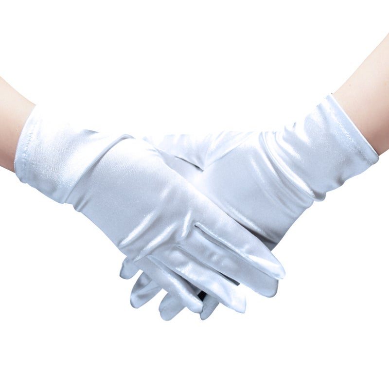 Satin Evening Gloves Short Elastic Bridal White