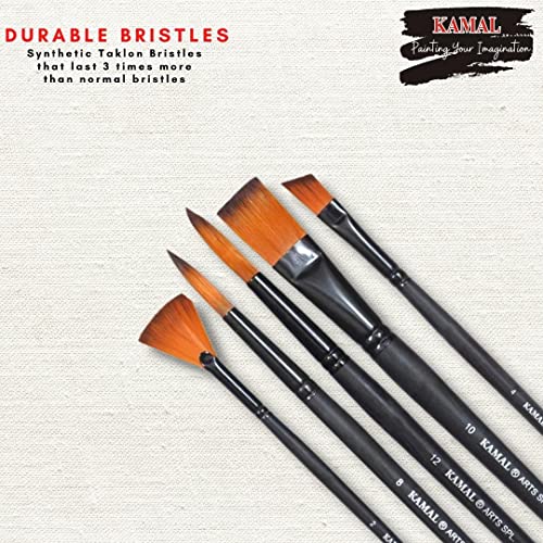 KAMAL Artist Quality Matte Handle Essential Painting Tool Kit with Synthetic Hair Brushes, Painting Knife and Roller for Watercolor, Watercolour, Acrylic, Oil Painting - Image 3