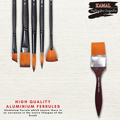 KAMAL Artist Quality Matte Handle Essential Painting Tool Kit with Synthetic Hair Brushes, Painting Knife and Roller for Watercolor, Watercolour, Acrylic, Oil Painting - Image 4