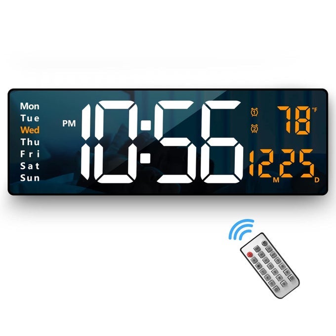 DIGITAL WALL CLOCK LED LARGE DISPLAY 162 INCH CLOCK ALARM WITH REMOTE CONTROL RECTANGLE
