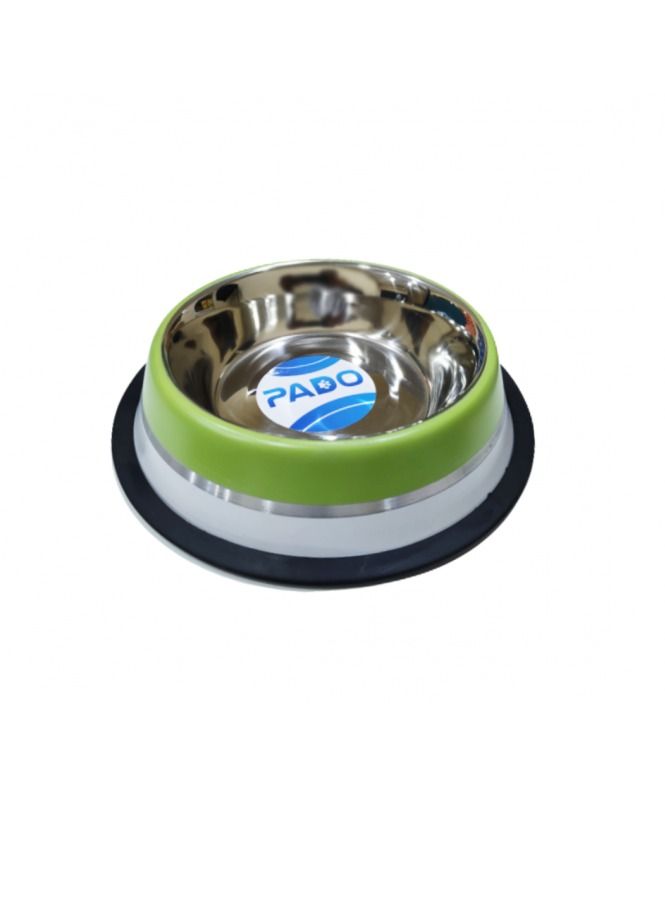 PADO Stainless Steel Feeding Bowl For Dogs With Anti Skid Rubber Multicolor 26x26x6Cm