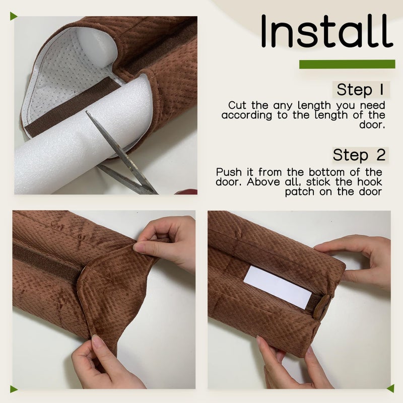 OUTTDID Under Door Draft Stopper Door, Sweep Weather Stripping, Double-Sided Windproof Seal Noise Blocker Window Breeze Blocker, Adjustable 30'' to 36'' Gap Filler, Brown - Image 3