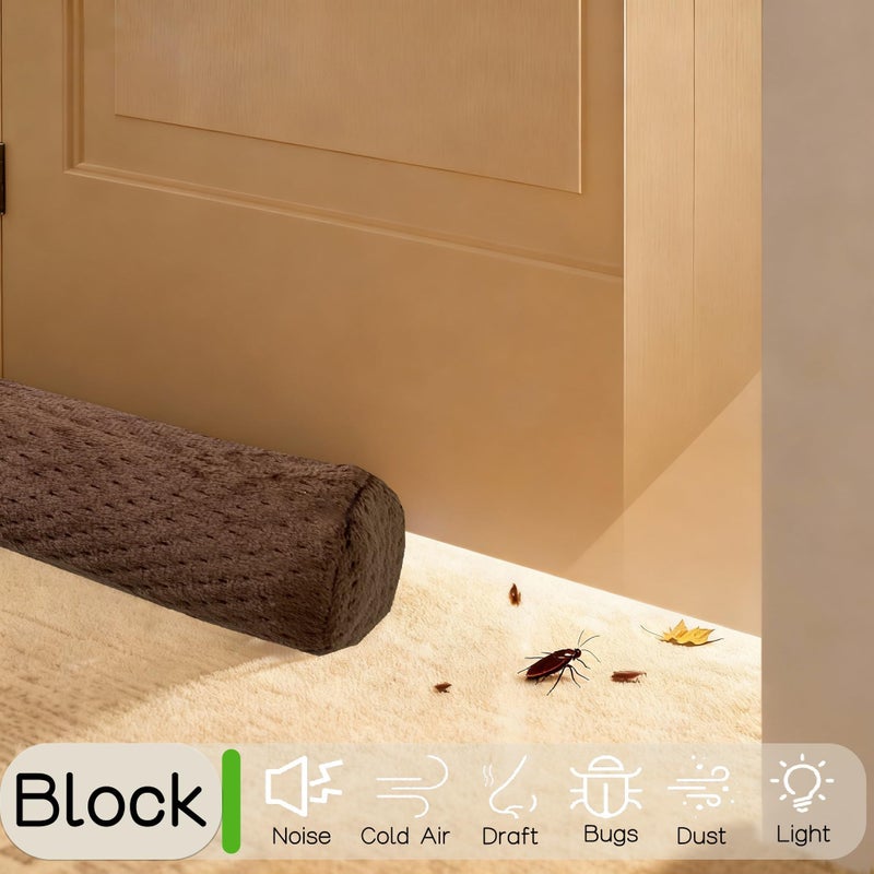 OUTTDID Under Door Draft Stopper Door, Sweep Weather Stripping, Double-Sided Windproof Seal Noise Blocker Window Breeze Blocker, Adjustable 30'' to 36'' Gap Filler, Brown - Image 5