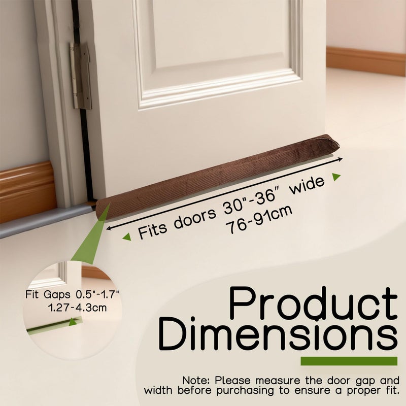 OUTTDID Under Door Draft Stopper Door, Sweep Weather Stripping, Double-Sided Windproof Seal Noise Blocker Window Breeze Blocker, Adjustable 30'' to 36'' Gap Filler, Brown - Image 2