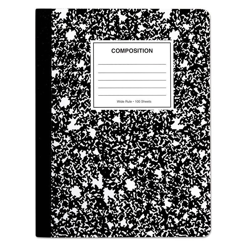 Universal UNV20936 975 in x 75 in 100Sheet Composition Book WideLegal Rule Black Marble Cover 6Pack