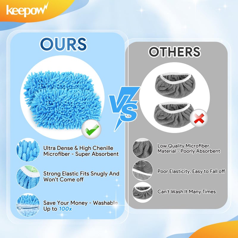 كيباو منصات ممسحة قابلة لإعادة الاستخدام المتوافقة مع Swiffer Swister Mop - الألياف الدقيقة الرطبة والجافة المقطوعة لجميع الأرضيات القابلة للغسل مع القماش الجاف الجاف لتنظيف الأرضية (2 عبوة) - Image 2