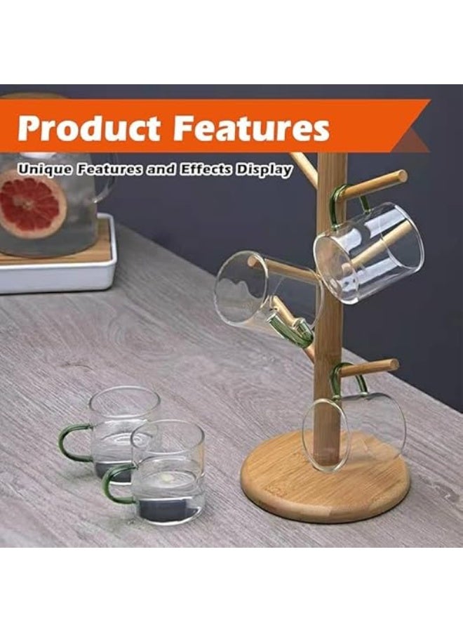 حامل أكواب خشبي، عبوة من قطعتين، رف حامل أكواب القهوة والشاي، منظم سطح المطبخ - Image 2