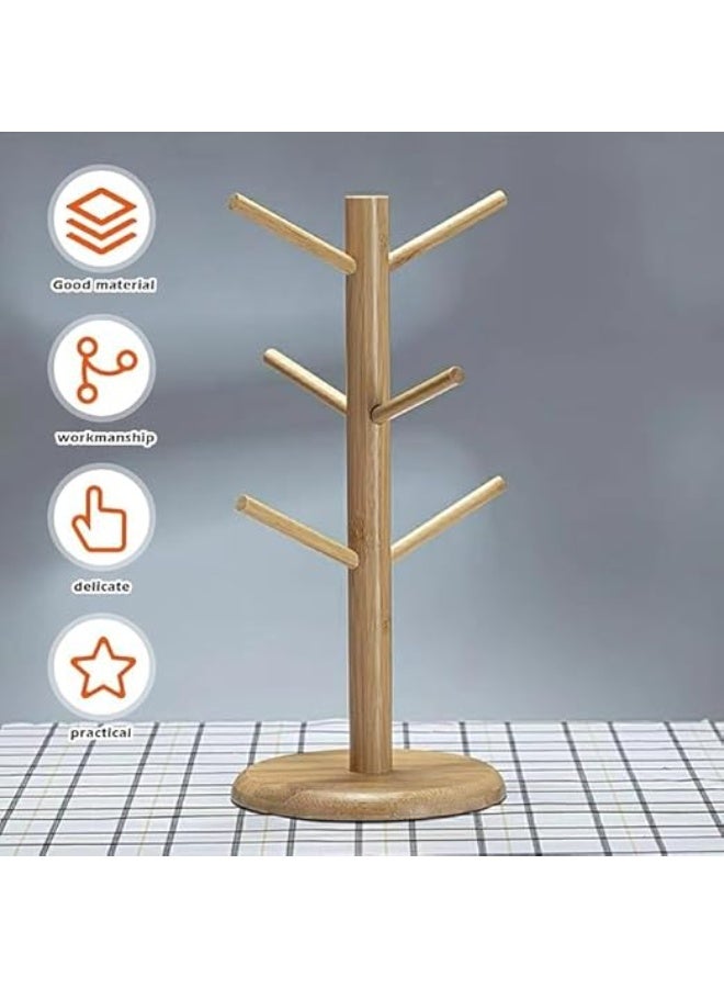 حامل أكواب خشبي، عبوة من قطعتين، رف حامل أكواب القهوة والشاي، منظم سطح المطبخ - Image 3