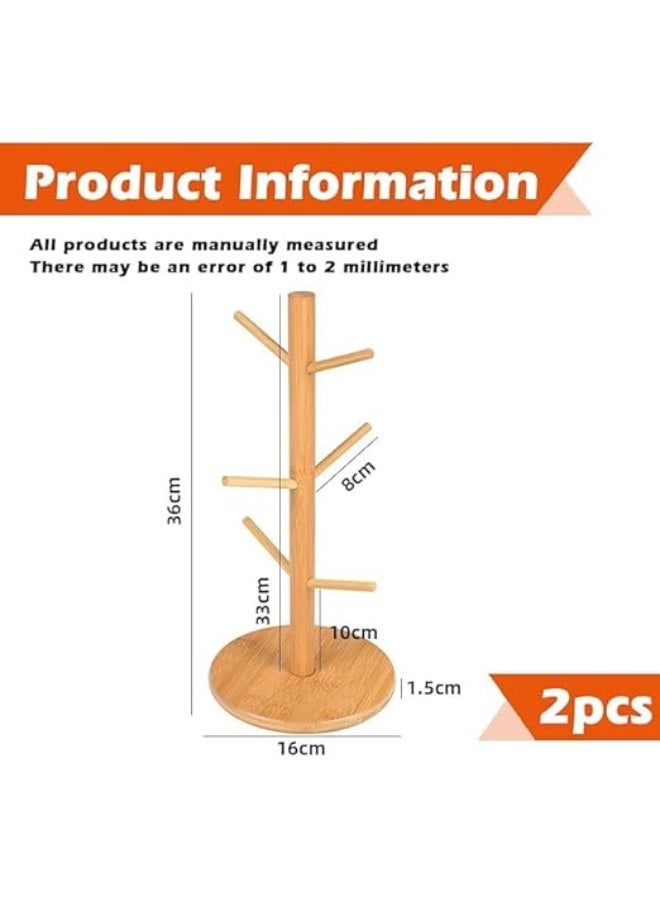 حامل أكواب خشبي، عبوة من قطعتين، رف حامل أكواب القهوة والشاي، منظم سطح المطبخ - Image 4