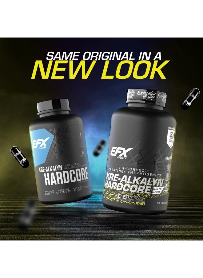 EFX SPORTS EFX Sports Kre-Alkalyn Hardcore | Thermogenic pH Correct Creatine Monohydrate Pill Supplement | Energy & Strength Pre Workout | 60 Servings, 180 Capsules  - Image 1