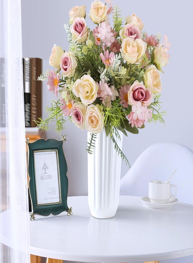 Cyblinia Artificial Flowers Fake Rose Bouquet 3 Pack Artificial Flowers Bouquet Plastic Flower Arrangements Wedding Decoration Table Centerpieces(Purple) - Image 5