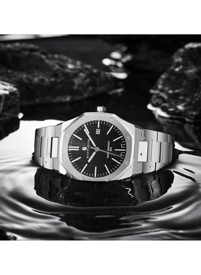Sapphero - Watch for Men Stainless Steel Mens Watches Waterproof Analog Quartz Movement Wrist Watch Gifts for Men - Image 1