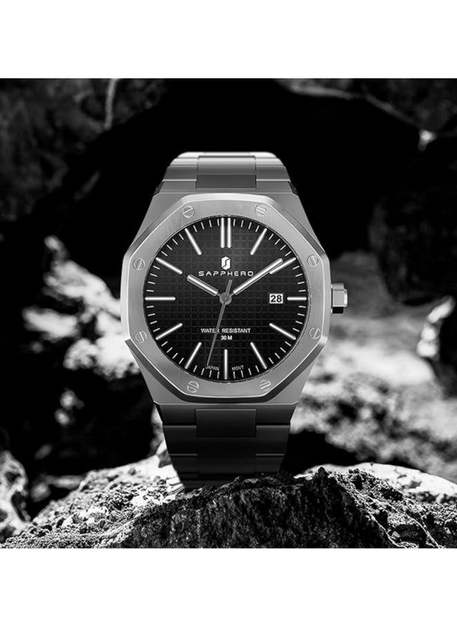 Sapphero - Watch for Men Stainless Steel Mens Watches Waterproof Analog Quartz Movement Wrist Watch Gifts for Men - Image 1